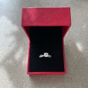 GRA Moissanite Adjustable Silver Ring